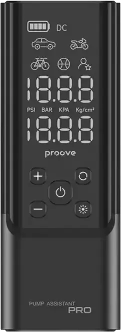 Proove Pump Assistant Pro PPAP80010901 Portable Air Compressor, 120W, 7500mAh Battery, Digital LED Display, LED Flashlight, Black