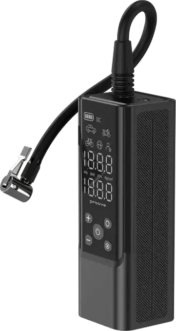 Proove Pump Assistant Pro PPAP80010901 Portable Air Compressor, 120W, 7500mAh Battery, Digital LED Display, LED Flashlight, Black