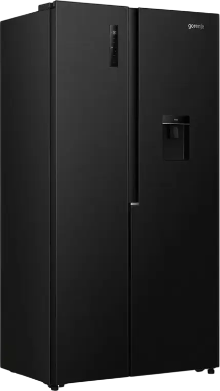 Холодильник Gorenje NRS917E41BXWD Side-by-Side, No Frost, инверторный компрессор, объем 541 л, диспенсер для воды, LED-дисплей, черный, 91.1x61.5x178.6 см