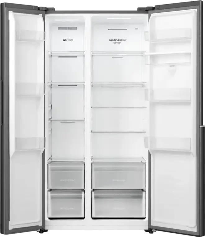 Холодильник Gorenje NRS917E41BXWD Side-by-Side, No Frost, инверторный компрессор, объем 541 л, диспенсер для воды, LED-дисплей, черный, 91.1x61.5x178.6 см