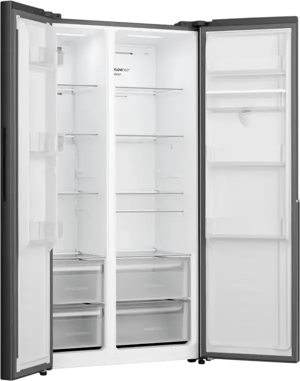 Холодильник Gorenje NRS917E41BXWD Side-by-Side, No Frost, инверторный компрессор, объем 541 л, диспенсер для воды, LED-дисплей, черный, 91.1x61.5x178.6 см