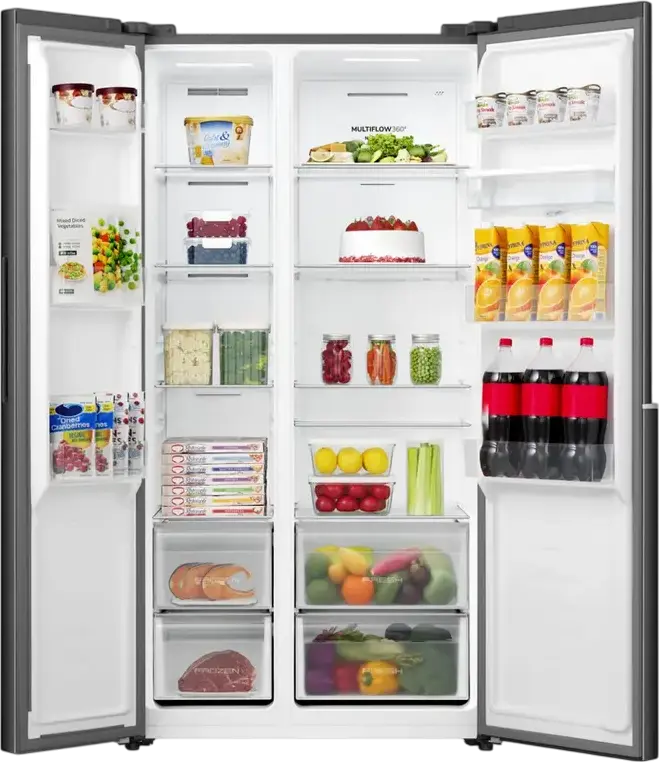 Холодильник Gorenje NRS917E41BXWD Side-by-Side, No Frost, инверторный компрессор, объем 541 л, диспенсер для воды, LED-дисплей, черный, 91.1x61.5x178.6 см