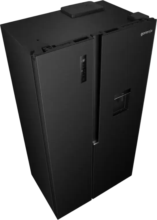 Холодильник Gorenje NRS917E41BXWD Side-by-Side, No Frost, инверторный компрессор, объем 541 л, диспенсер для воды, LED-дисплей, черный, 91.1x61.5x178.6 см