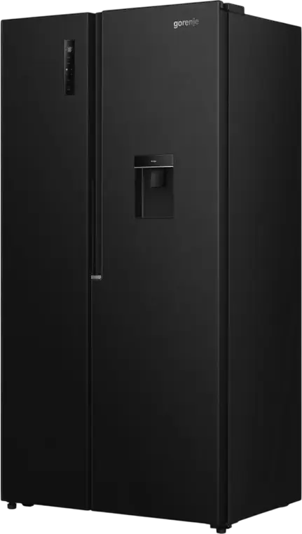Холодильник Gorenje NRS917E41BXWD Side-by-Side, No Frost, инверторный компрессор, объем 541 л, диспенсер для воды, LED-дисплей, черный, 91.1x61.5x178.6 см