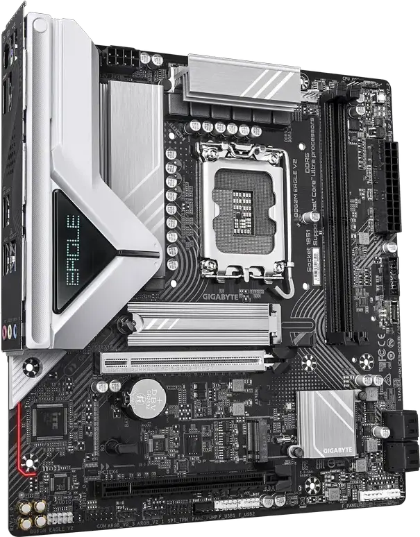 Gigabyte B860M EAGLE V2 Micro-ATX Motherboard, LGA1851 Socket, Intel B860 Chipset, DDR5 9066MHz (OC), PCIe 5.0 M.2, HDMI 2.1, DP 2.1, Intel Core Ultra Support