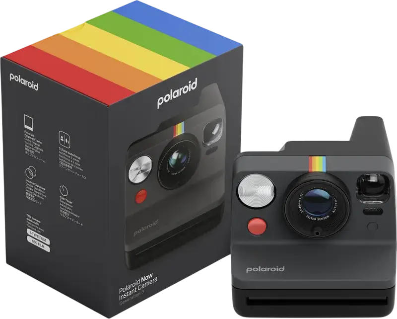Polaroid Now Gen 3 Instant Camera, Autofocus, USB Type-C Rechargeable, i-Type Film Compatible, Optimized Light Meter and Rangefinder, Black