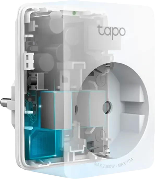 Priza Inteligentă Mini Wi-Fi TP-Link Tapo P100, 10A 2300W, Control Remot, Programare, Control Vocal Alexa și Google Assistant, Albă