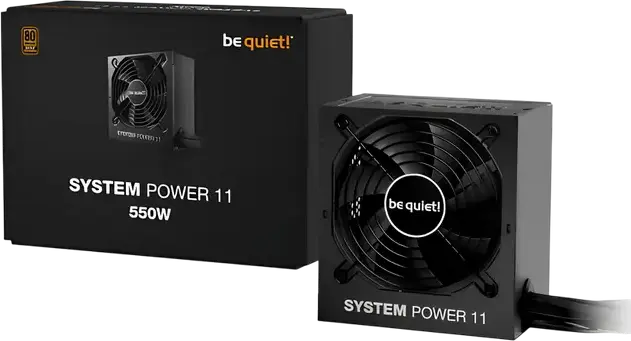 Sursă be quiet! System Power 11 550W, 80 PLUS Bronze, ATX 3.1, PCIe 5.1 12V-2x6, Ventilator Silențios 120mm, Non-Modulare, Negru, BP010EU