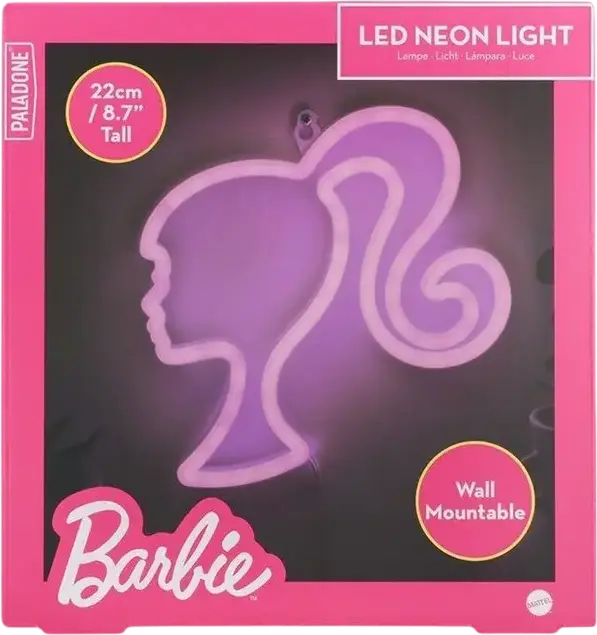 Paladone Barbie Wall Mountable LED Neon Light pp12620brvn, Pink Iconic Side Profile Design, USB Powered, 22 cm Height, Plastic, 200 Lm