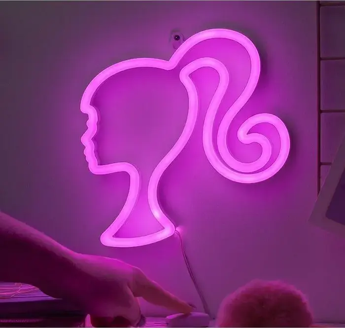 Paladone Barbie Wall Mountable LED Neon Light pp12620brvn, Pink Iconic Side Profile Design, USB Powered, 22 cm Height, Plastic, 200 Lm
