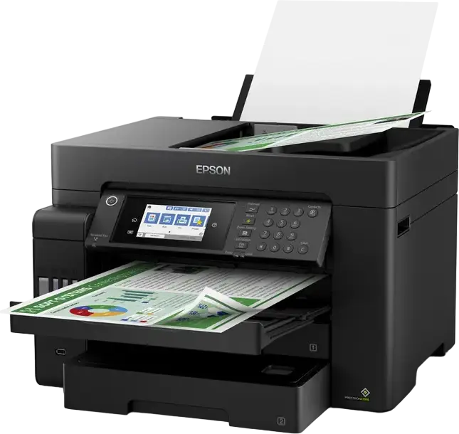 МФУ Epson EcoTank L15150 A3+, принтер сканер копир факс, автоматическая двусторонняя печать, Wi-Fi Ethernet, пигментные чернила, черный