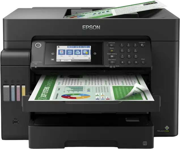 МФУ Epson EcoTank L15150 A3+, принтер сканер копир факс, автоматическая двусторонняя печать, Wi-Fi Ethernet, пигментные чернила, черный