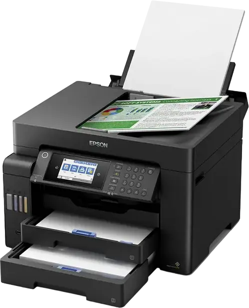 МФУ Epson EcoTank L15150 A3+, принтер сканер копир факс, автоматическая двусторонняя печать, Wi-Fi Ethernet, пигментные чернила, черный
