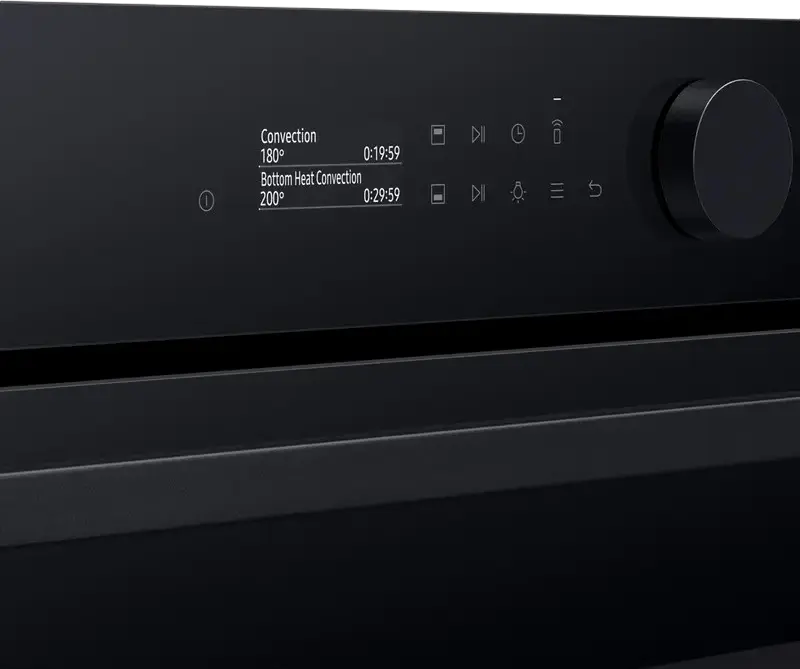 Встраиваемый электрический духовой шкаф Samsung NV7B5645TAK Bespoke, 76л, класс A+, Dual Cook, Air Fry, очистка паром, SmartThings Wi-Fi, черный, 60x60x57 см