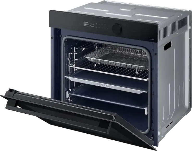 Встраиваемый электрический духовой шкаф Samsung NV7B5645TAK Bespoke, 76л, класс A+, Dual Cook, Air Fry, очистка паром, SmartThings Wi-Fi, черный, 60x60x57 см