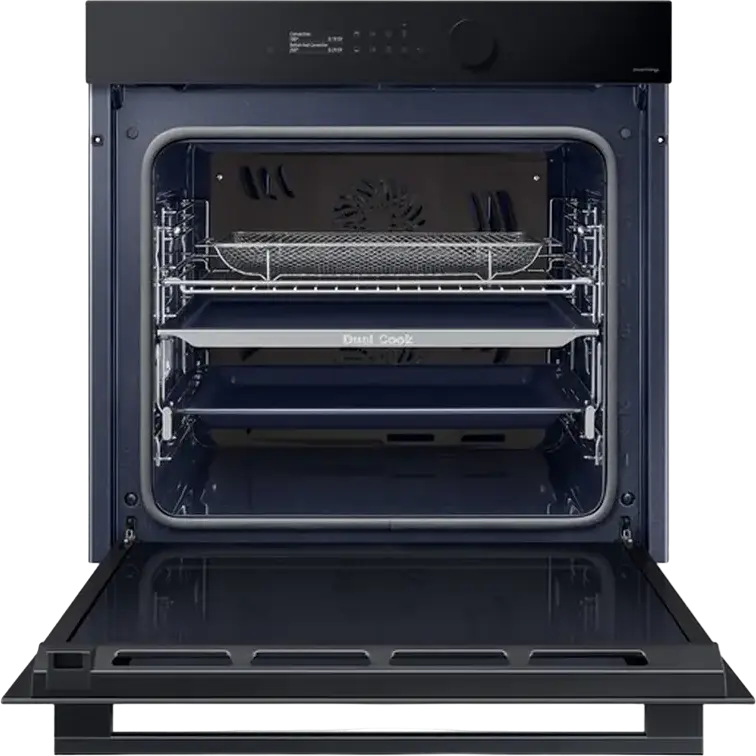 Встраиваемый электрический духовой шкаф Samsung NV7B5645TAK Bespoke, 76л, класс A+, Dual Cook, Air Fry, очистка паром, SmartThings Wi-Fi, черный, 60x60x57 см