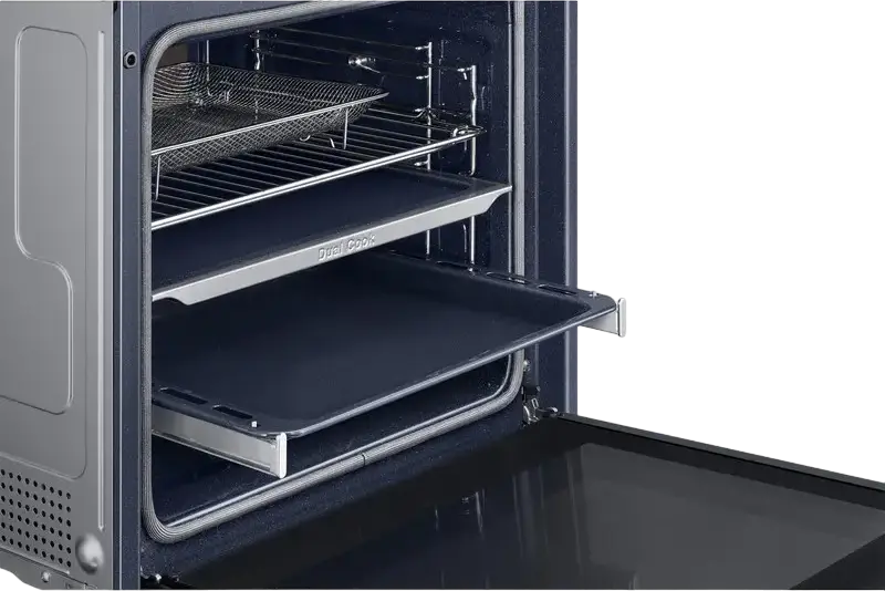 Встраиваемый электрический духовой шкаф Samsung NV7B5645TAK Bespoke, 76л, класс A+, Dual Cook, Air Fry, очистка паром, SmartThings Wi-Fi, черный, 60x60x57 см