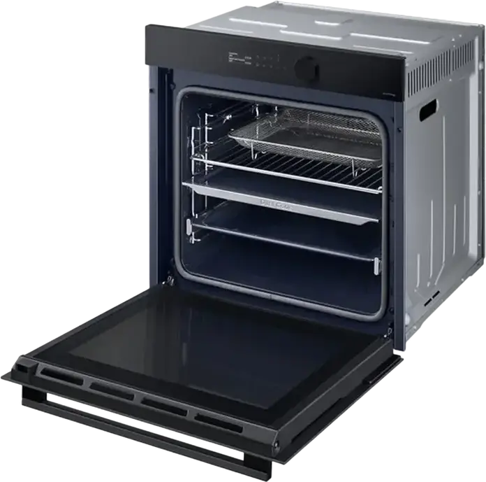 Встраиваемый электрический духовой шкаф Samsung NV7B5645TAK Bespoke, 76л, класс A+, Dual Cook, Air Fry, очистка паром, SmartThings Wi-Fi, черный, 60x60x57 см