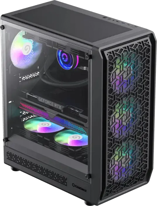 Carcasă PC Gamemax Forge AB, Midi-Tower, Fără PSU, Negru