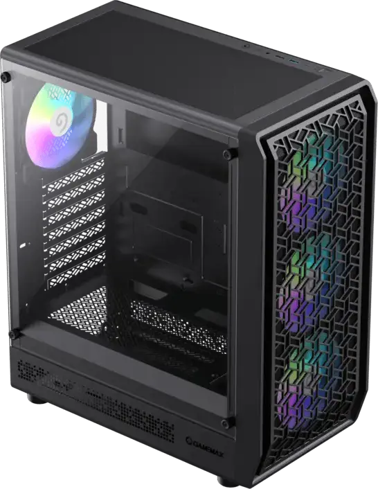 Игровой корпус Gamemax Forge AB Midi Tower, черный, закаленное стекло, 6 ARGB вентиляторов 120мм, поддержка EATX/ATX/M-ATX/ITX, USB Type-C, SPCC 0.4мм