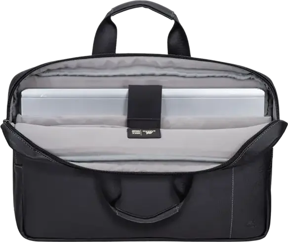 Geanta Laptop RivaCase Orly 8940-PU pentru laptopuri pana la 16 inch si tablete de 10.1 inch, Piele PU Neagra cu Curea de Trolley si Protectie