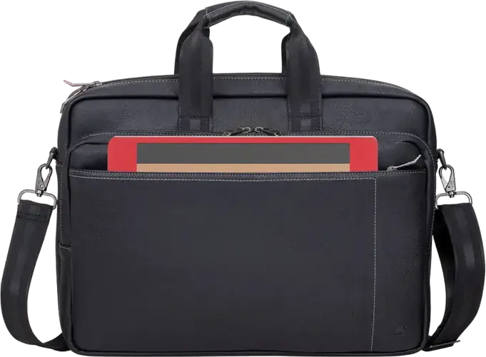 Geanta Laptop RivaCase Orly 8940-PU pentru laptopuri pana la 16 inch si tablete de 10.1 inch, Piele PU Neagra cu Curea de Trolley si Protectie