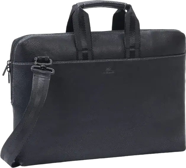 Geanta Laptop RivaCase Orly 8940-PU pentru laptopuri pana la 16 inch si tablete de 10.1 inch, Piele PU Neagra cu Curea de Trolley si Protectie