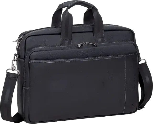 Geanta Laptop RivaCase Orly 8940-PU pentru laptopuri pana la 16 inch si tablete de 10.1 inch, Piele PU Neagra cu Curea de Trolley si Protectie