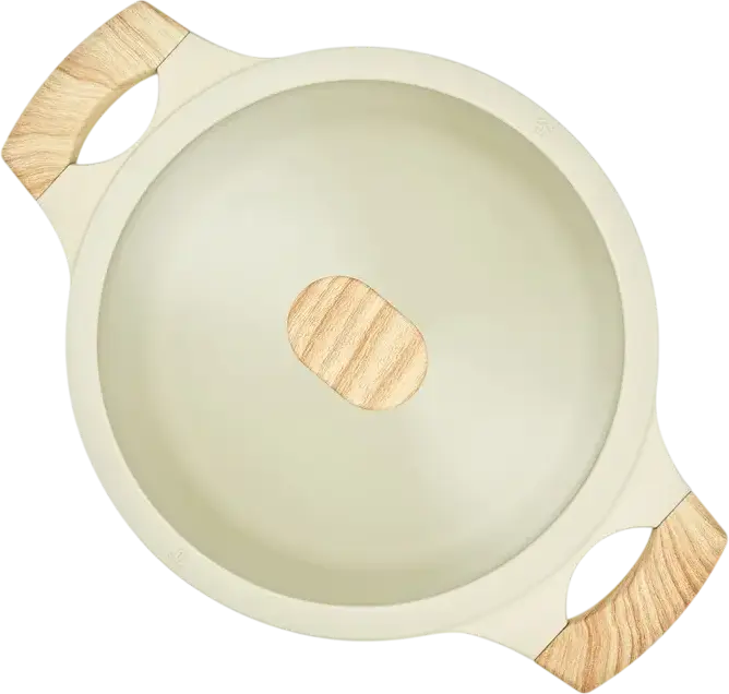 Cratiță Resto 93803 Ran Aluminiu 4.2L 24cm, Înveliș Non-Stick Pfluon, Bază Inducție, Capac Sticlă, Mânere Efect Lemn, Bej