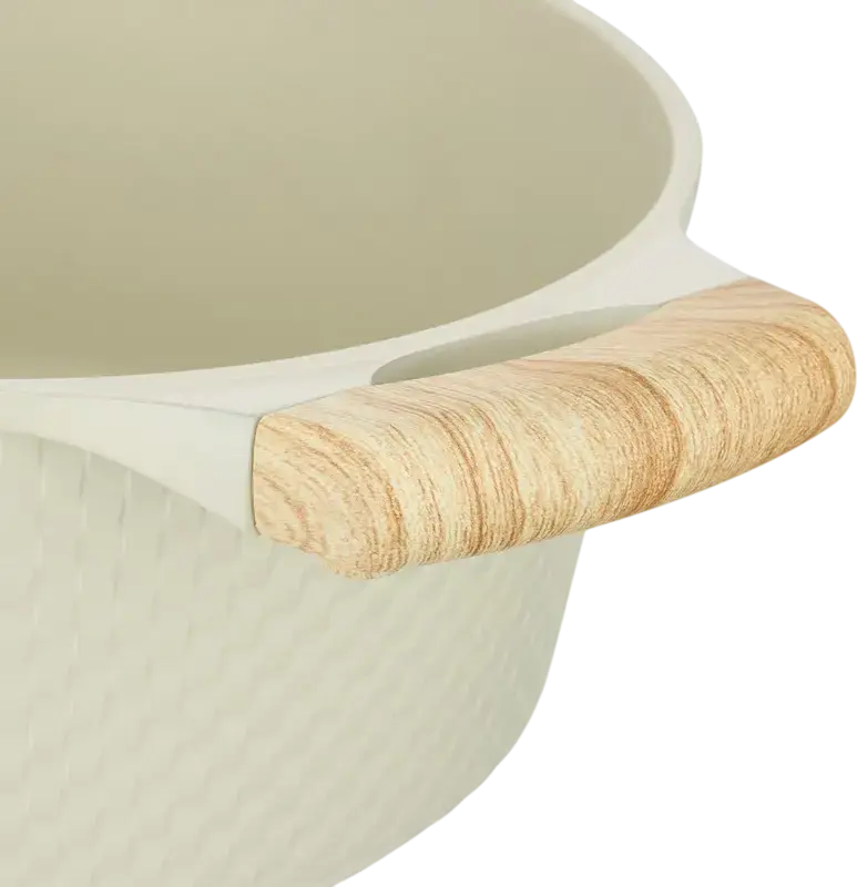 Cratiță Resto 93803 Ran Aluminiu 4.2L 24cm, Înveliș Non-Stick Pfluon, Bază Inducție, Capac Sticlă, Mânere Efect Lemn, Bej