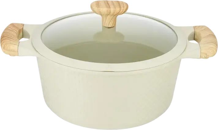 Cratiță Resto 93803 Ran Aluminiu 4.2L 24cm, Înveliș Non-Stick Pfluon, Bază Inducție, Capac Sticlă, Mânere Efect Lemn, Bej