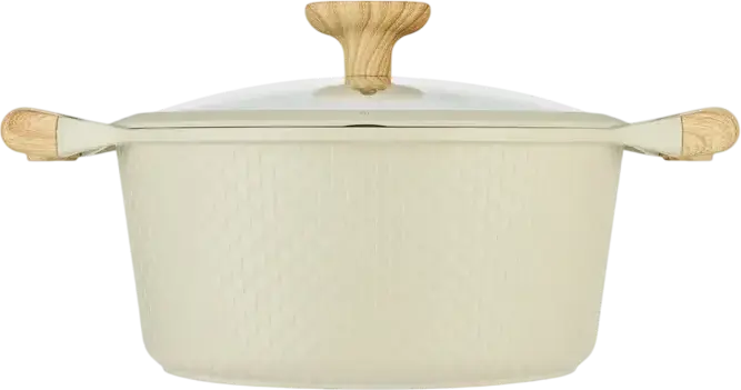 Cratiță Resto 93803 Ran Aluminiu 4.2L 24cm, Înveliș Non-Stick Pfluon, Bază Inducție, Capac Sticlă, Mânere Efect Lemn, Bej