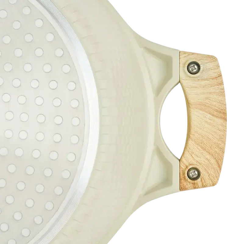 Cratiță Resto 93803 Ran Aluminiu 4.2L 24cm, Înveliș Non-Stick Pfluon, Bază Inducție, Capac Sticlă, Mânere Efect Lemn, Bej