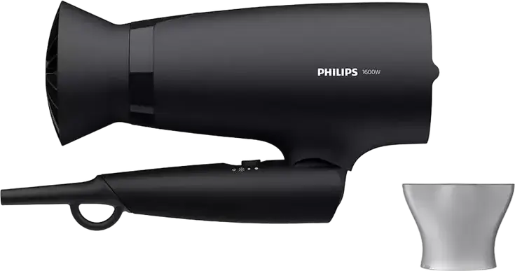 Philips 3000 Series BHD308/10 Hair Dryer, 1600W, ThermoProtect, 3 Temperature & Airflow Settings, Cold Air Shot, Foldable Handle, Black