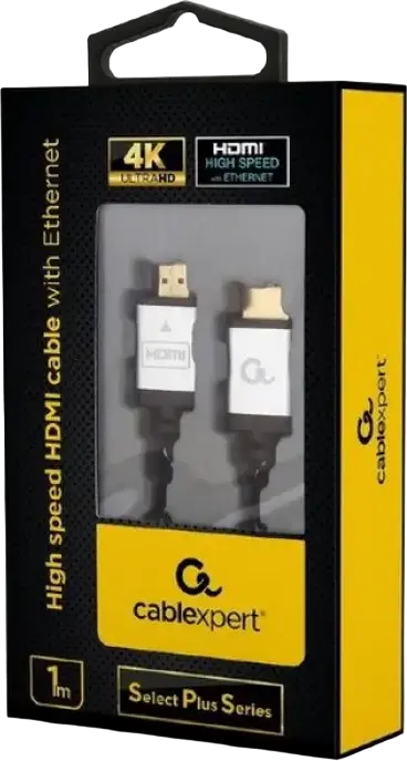Cablu HDMI 2.0 Cablexpert CCB-HDMIL-1M Select Plus Series High Speed cu Ethernet, 4K UHD @60Hz, 18Gbps, Conectori Auriti, Nylon Impletit, 1m, Negru