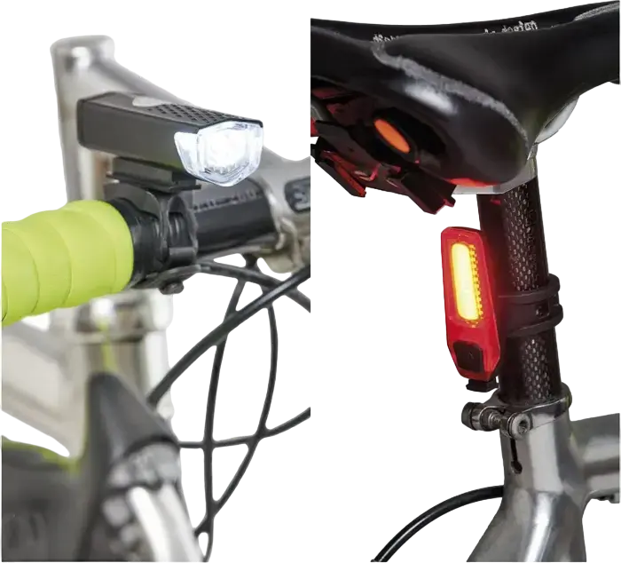 Newrban NEWMLIGHTKITUSBK Rechargeable LED Bike and E-Scooter Light Set, 300lm Front & 120lm Rear Lights, 3 Modes, IPX2 Water Resistant, Black