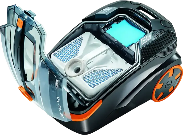 Thomas DryBOX Amfibia Pet Hybrid Wet & Dry Vacuum Cleaner, 1700W, HEPA Filter, Dual Cyclone & Water Filtration, Turbo Brush for Pet Hair, Black/Orange