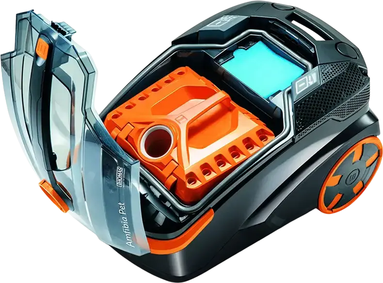 Thomas DryBOX Amfibia Pet Hybrid Wet & Dry Vacuum Cleaner, 1700W, HEPA Filter, Dual Cyclone & Water Filtration, Turbo Brush for Pet Hair, Black/Orange