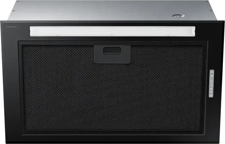 Samsung NK52FG454CM/UR Built-in Hood, 625 m3/h Extraction/Recirculation, Stainless Steel, Black, 3 Speed Settings, LED Lighting, 150mm Duct
