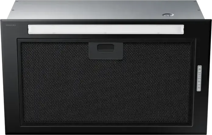 Samsung NK52FG454CM/UR Built-in Hood, 625 m3/h Extraction/Recirculation, Stainless Steel, Black, 3 Speed Settings, LED Lighting, 150mm Duct
