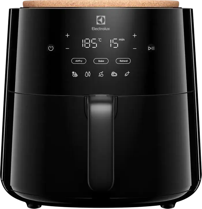 Frigitore cu aer cald Electrolux EAF5B, 1500W, Bol Antiaderent 5L, Control Electronic Touch cu Display, Moduri Predefinite, Negru