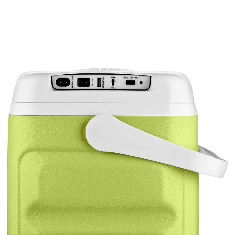 Ardesto CR-29L 2-in-1 Travel Refrigerator Cooler and Warmer, 29L Capacity, Peltier Technology, 12V/240V AC DC Power, A+++ Energy Class, Light Green