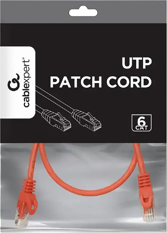 Cablu Patch Cord Cablexpert PP6U Cat6 UTP 0.5m Roșu, RJ45 8P8C, 250MHz, AWG 26 CCA, Înveliș PVC cu Boot-uri Snagless, Standard TIA/EIA-568B