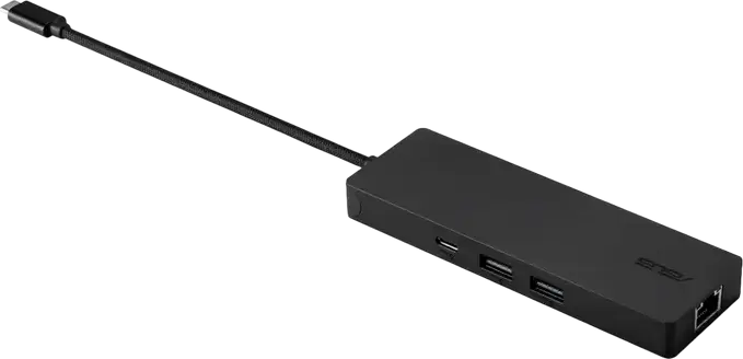 USB-C хаб ASUS DC210 8-в-1, док-станция HDMI 4K@60Hz, зарядка PD 100W, Ethernet RJ45, картридер SD/microSD, алюминиевый корпус, черный