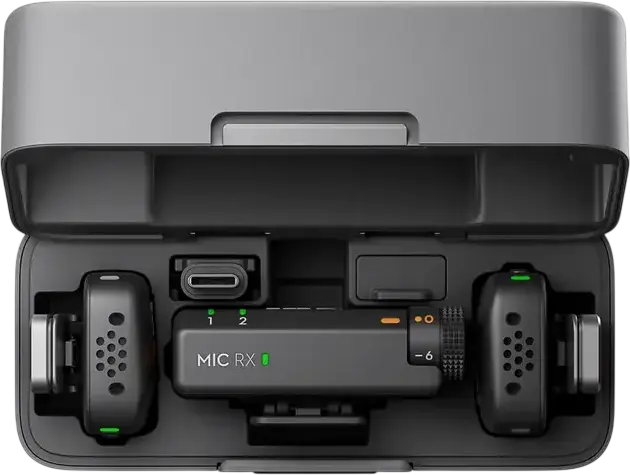 DJI Mic Mini Wireless Microphone System, 2 TX + 1 RX with Charging Case, Active Noise Cancelling, 400m Range, Omnidirectional, Infinity Black