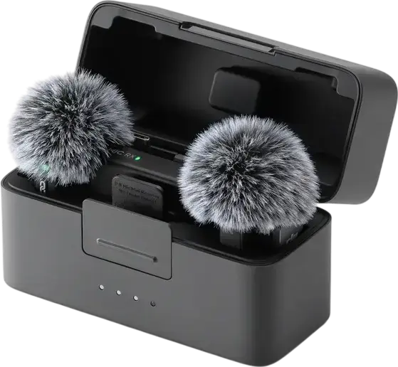 DJI Mic Mini Wireless Microphone System, 2 TX + 1 RX with Charging Case, Active Noise Cancelling, 400m Range, Omnidirectional, Infinity Black
