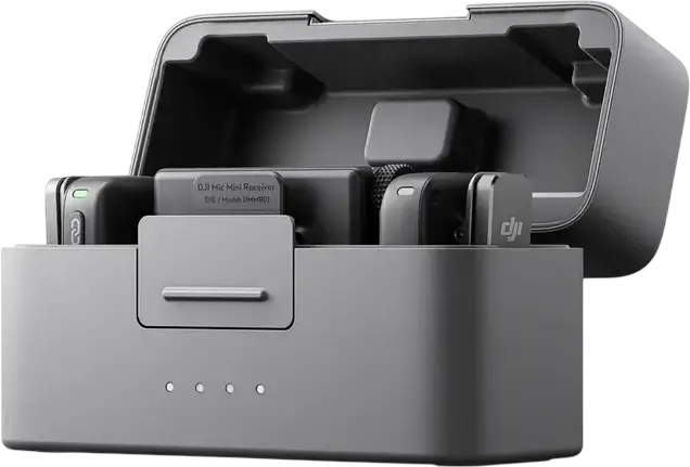 Microfon portabil pentru înregistrare vocală DJI Mic Mini (2 TX + 1 RX + Charging Case), Fără fir, Negru
