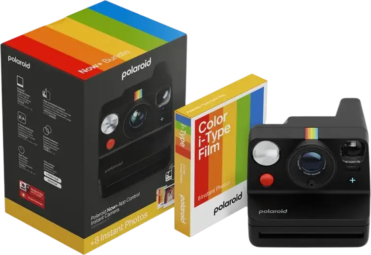 Polaroid Now+ Gen 3 Instant Camera Black, Bluetooth App Control, Two-Lens Autofocus, USB-C Charging, i-Type Film Bundle with Wrist Strap