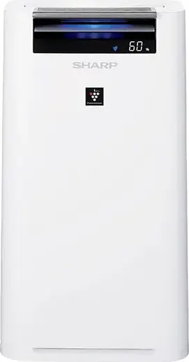 Sharp KCG50EUW Air Purifier and Humidifier, Plasmacluster Ion Technology, 4-Stage HEPA Filtration, 306 m3/h Cleaning Capacity, 2.5L Tank, White