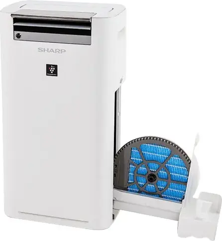 Sharp KCG50EUW Air Purifier and Humidifier, Plasmacluster Ion Technology, 4-Stage HEPA Filtration, 306 m3/h Cleaning Capacity, 2.5L Tank, White